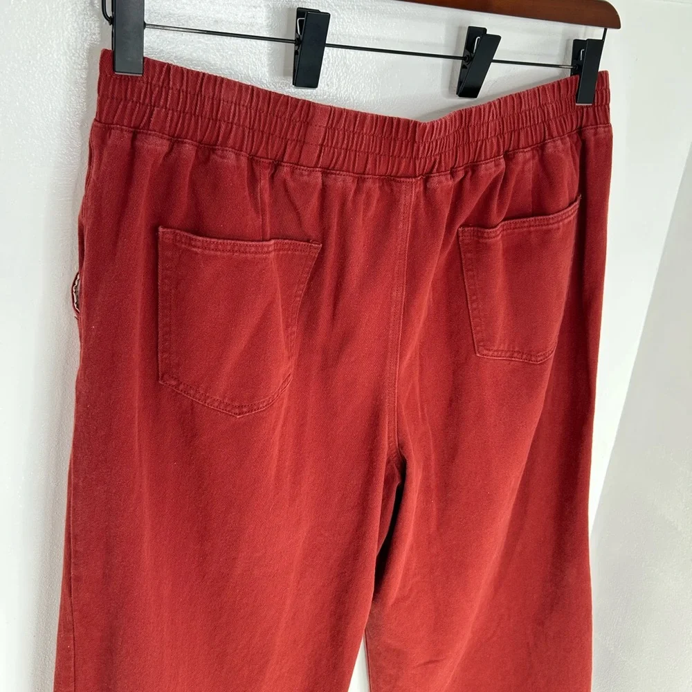 Cider Jeans Red Denim Cotton Flower Print‎ Wide Legs Pants Size 4XL Boho 40x27